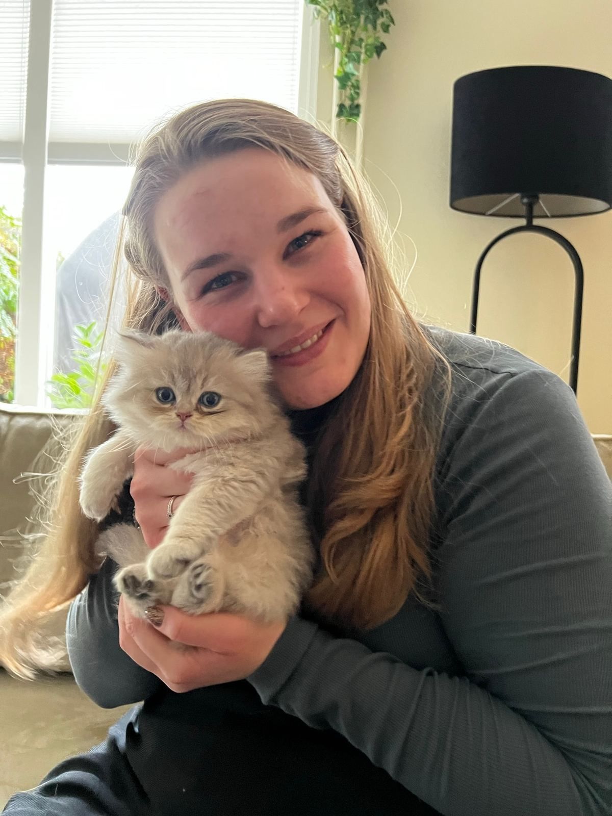 Kitten bij zijn nieuwe baasje